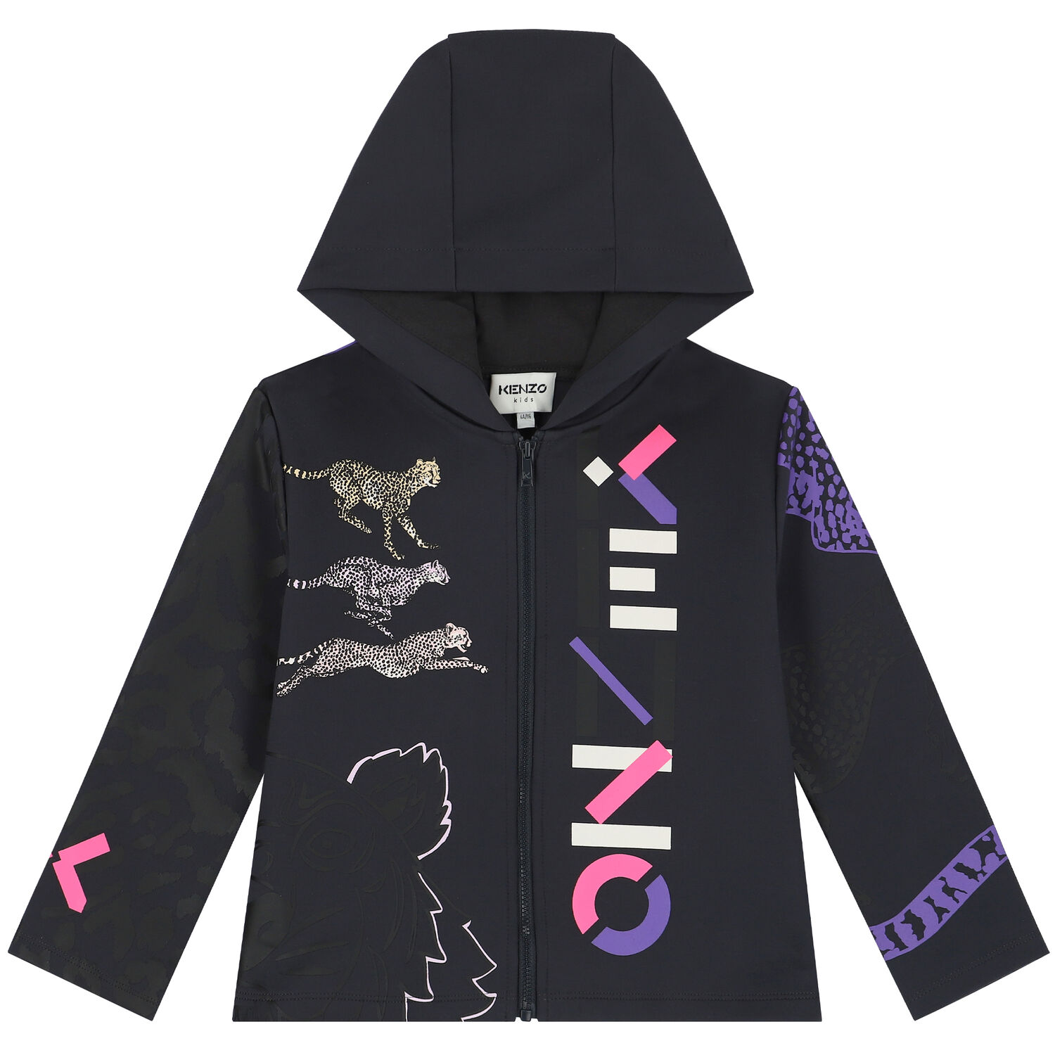 توب بسحاب بالشعار باللون الرمادى للبنات, 1, hi-res