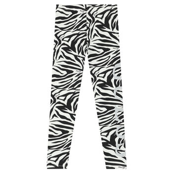 Girls White & Black Logo Leggings