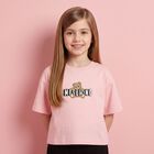 Girls Pink Teddy Bear Logo T-Shirt, 2, hi-res