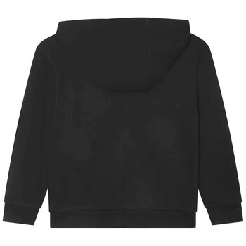 Boys Black Logo Zip-Up Hooded Top