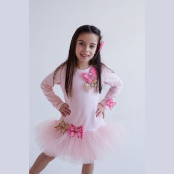 Girls Pink Bow Dress
