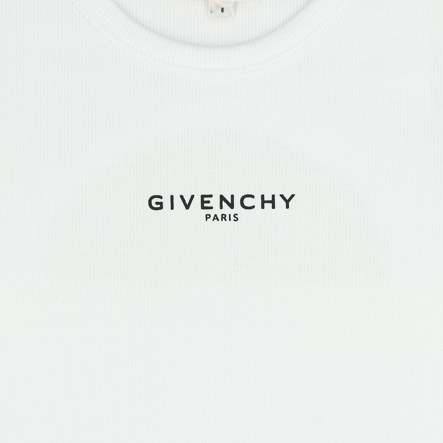 Girls White Logo Ribbed Dress, 1, hi-res