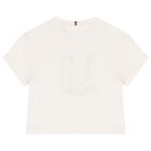 Girls White Crest Logo T-Shirt, 1, hi-res