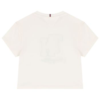Girls White Crest Logo T-Shirt