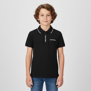 Boys Black Logo Polo Shirt, 1 Boys Black Logo Polo Shirt