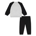 Younger Boys Black & Grey Logo Tracksuit, 1, hi-res