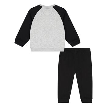 Younger Boys Black & Grey Logo Tracksuit