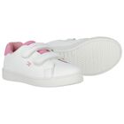 Girls White & Pink Logo Trainers, 1, hi-res