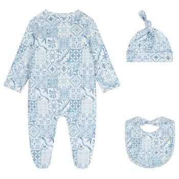 Baby Boys Blue & White Babygrow Gift Set