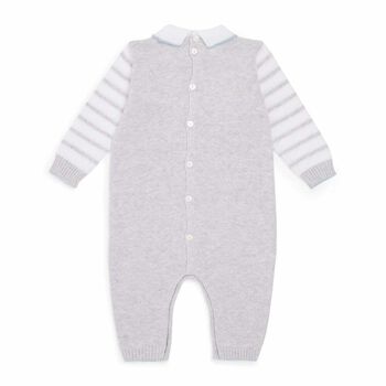 Baby Boys White & Grey Knit Babygrow