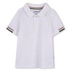 Younger Boys White Logo Polo Shirt, 2, hi-res