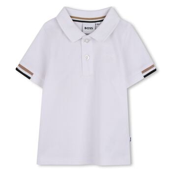 Younger Boys White Logo Polo Shirt