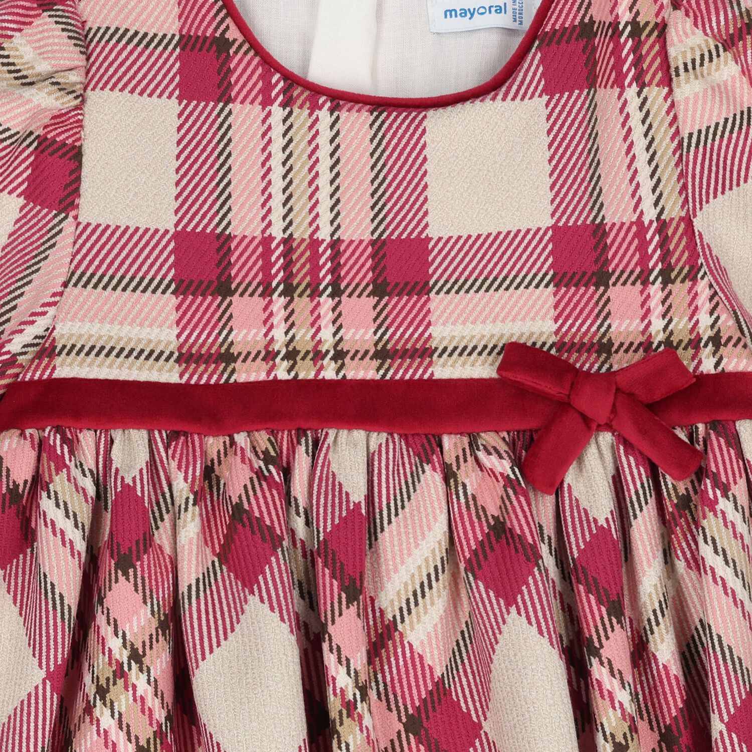 Younger Girls Pink Check Dress, 1, hi-res