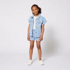 Girls Blue Logo Denim Shorts, 1, hi-res