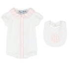 White & Pink Baby Bodysuit Set, 2, hi-res