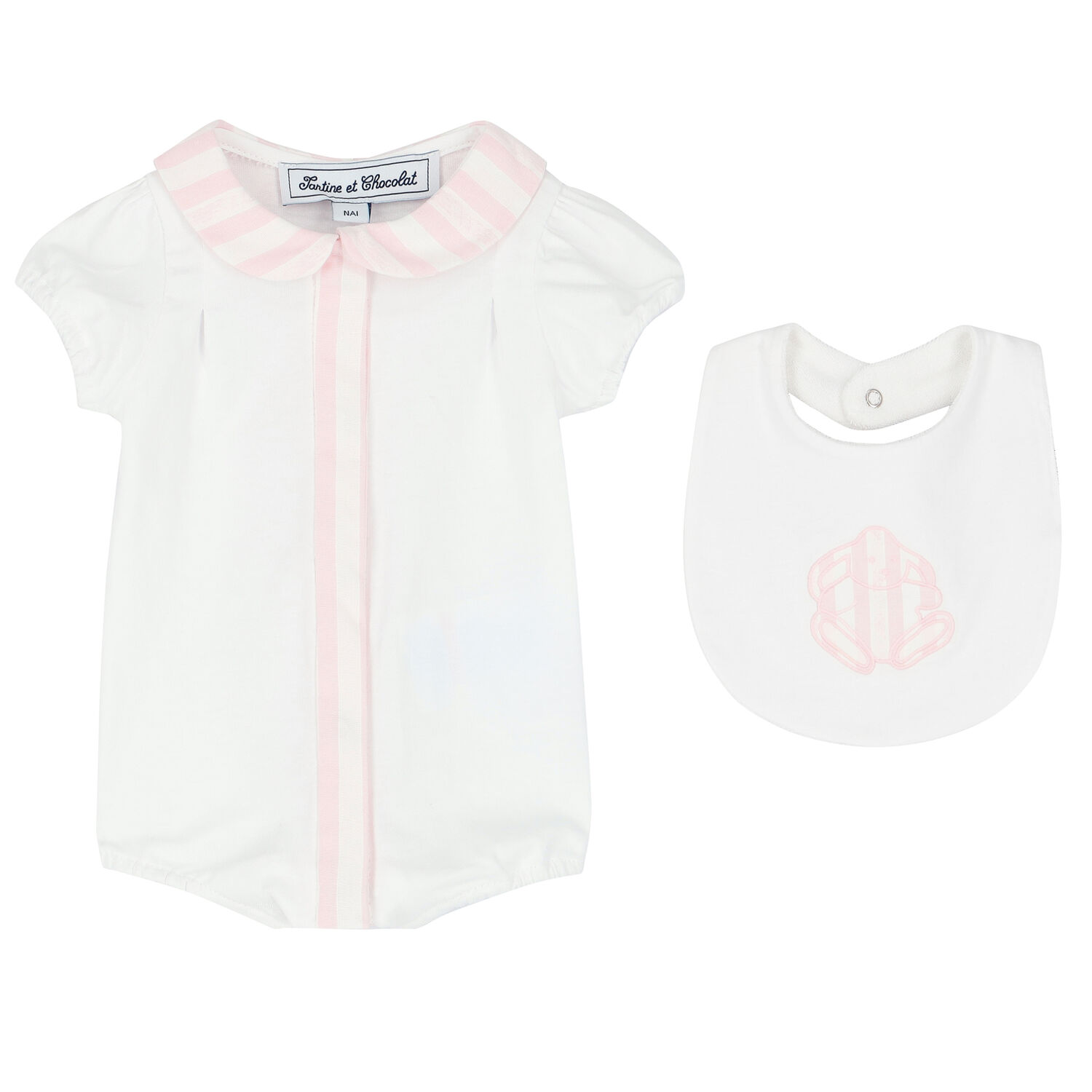 White & Pink Baby Bodysuit Set, 2, hi-res