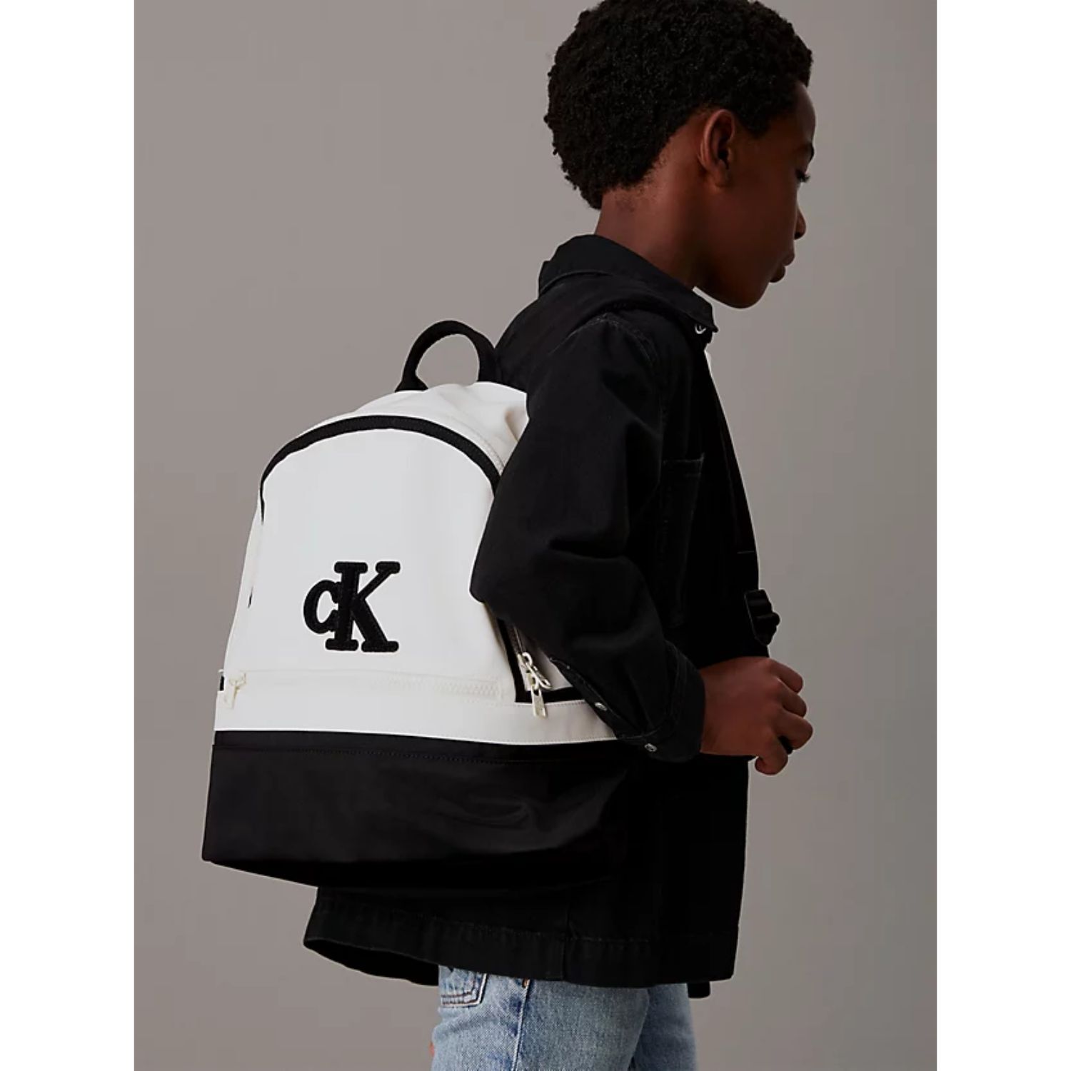 White & Black Logo Backpack, 1, hi-res image number null