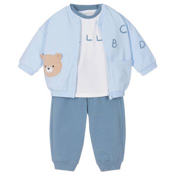 Baby Boys Blue & White Tracksuit Set