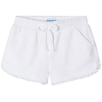 Girls White Cotton Jersey Shorts
