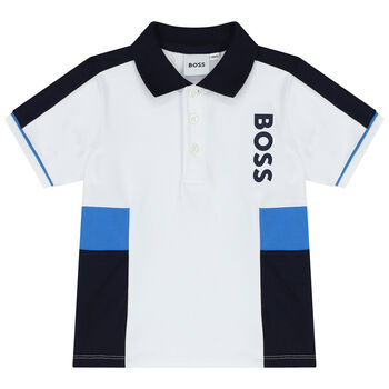 Younger Boys White Logo Polo Shirt