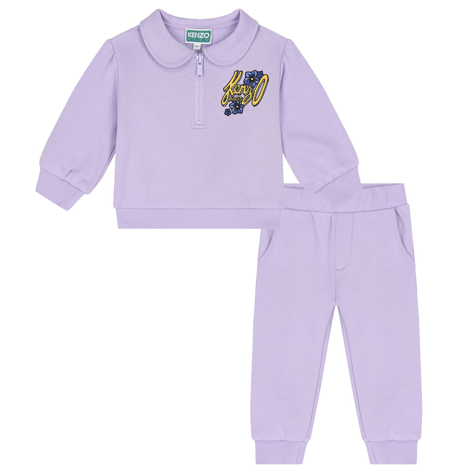 KENZO KIDS Younger Girls Purple Logo Tracksuit Junior Couture USA