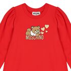 Girls Red Teddy Bear Logo Dress, 2, hi-res