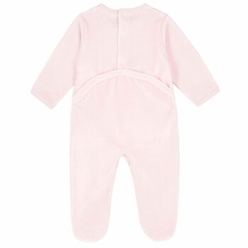 Baby Girls Pink Velour Babygrow