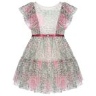 Girls Beige Leopard & Pink Rose Tulle Dress, 2, hi-res