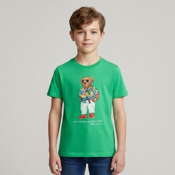 Boys Green Polo Bear T-Shirt
