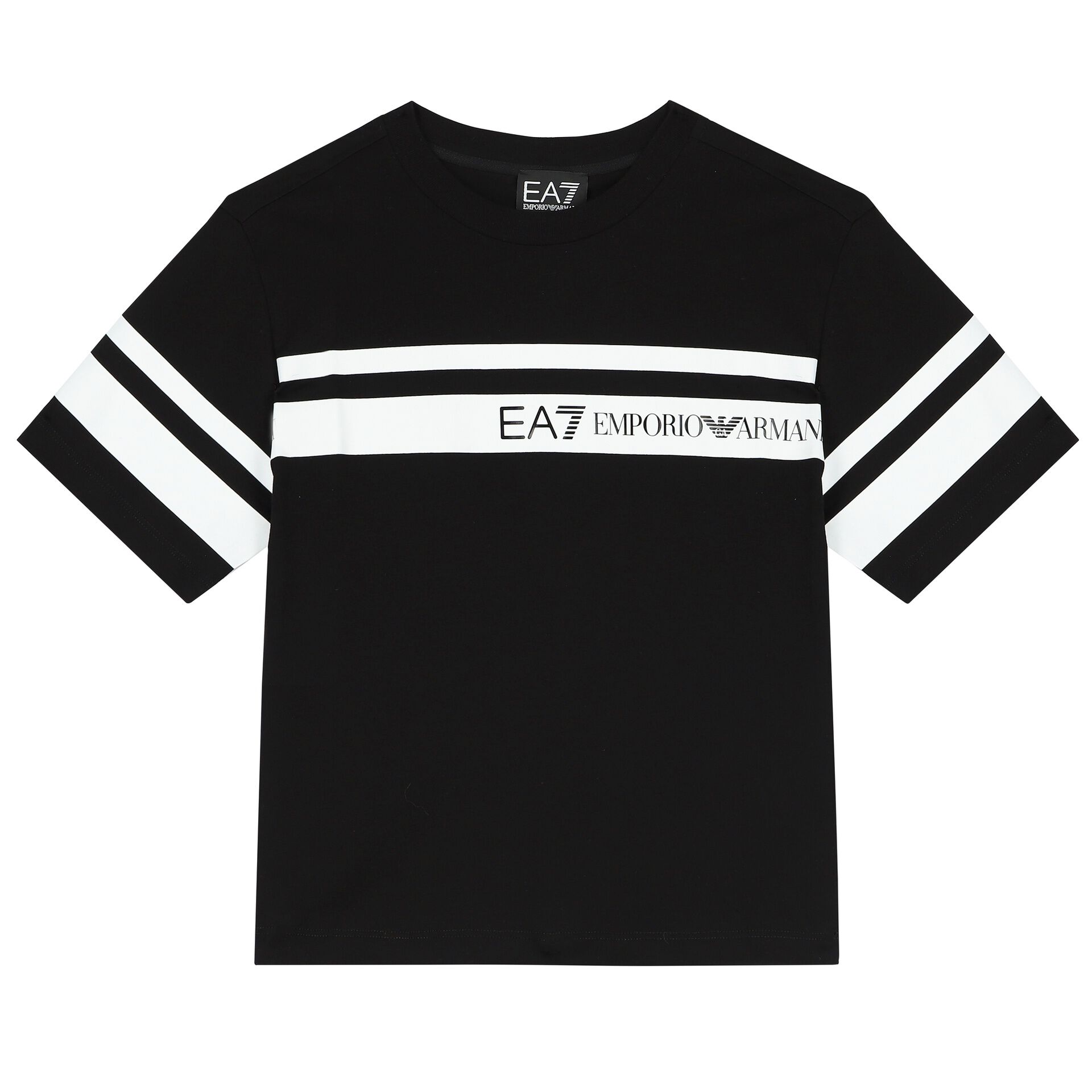 EA7 Emporio Armani Boys Black Logo T Shirt Junior Couture