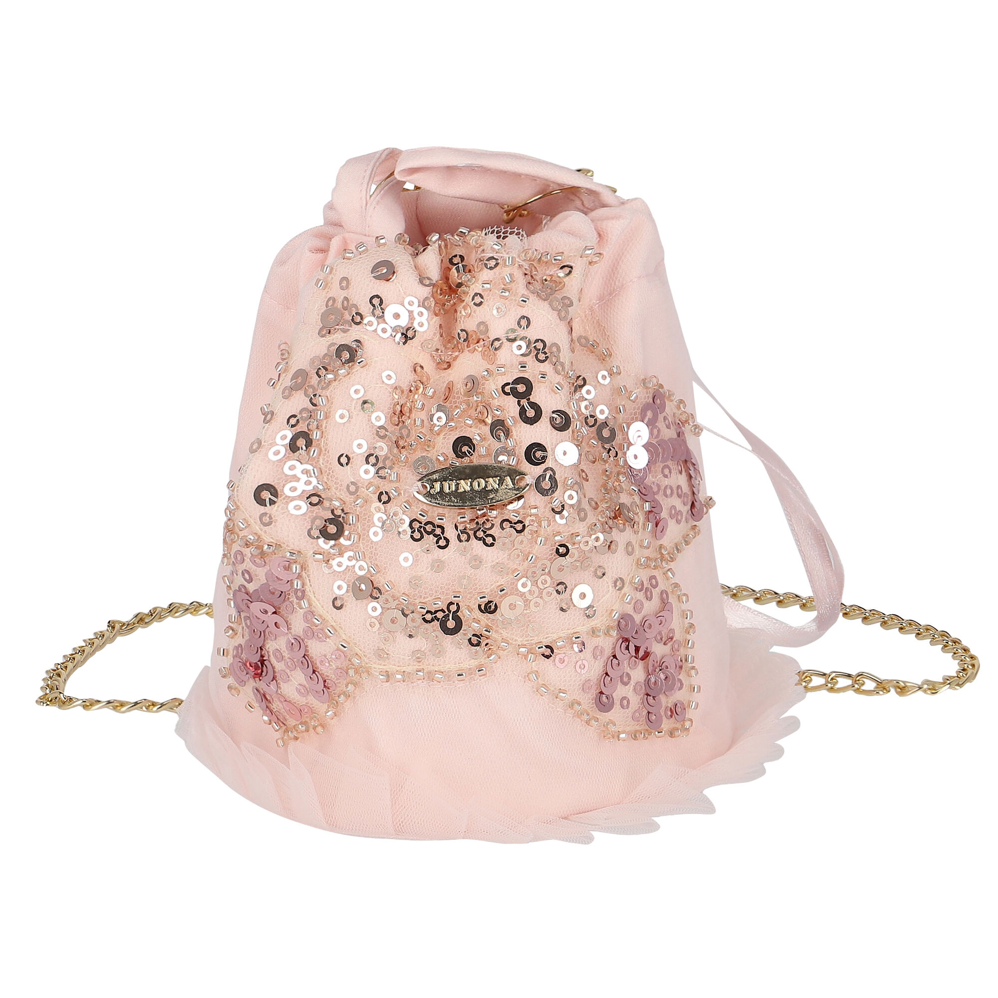 Junona Girls Pink Embellished Sequin Bag Junior Couture