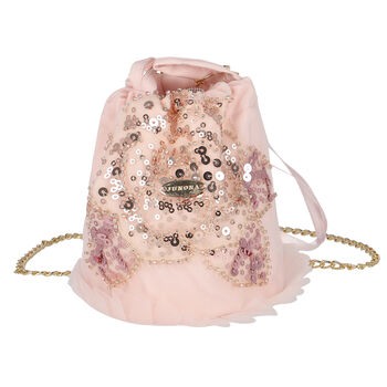Girls Pink Embellished Sequin Bag