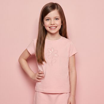 Girls Pink Flower T-Shirt