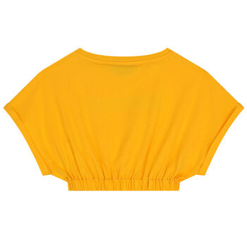 Girls Yellow Logo Crop Top
