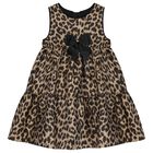 Girls Beige & Black Leopard Tiered Dress, 1, hi-res