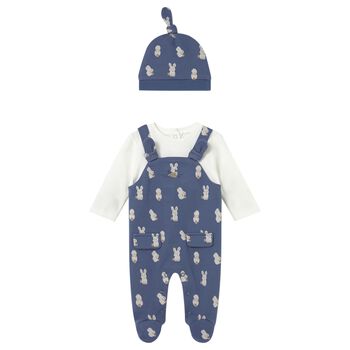 Baby Boys Ivory & Blue Babygrow Set