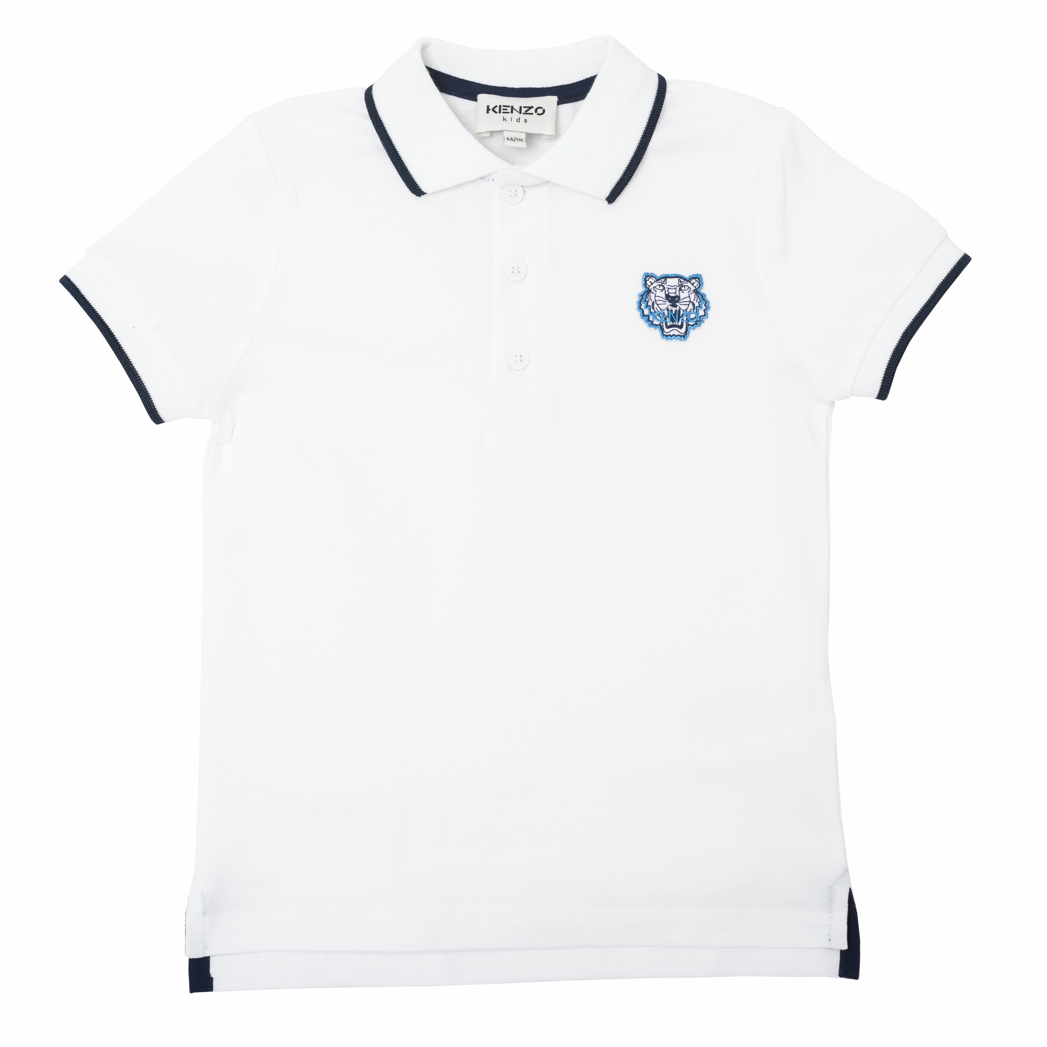 KENZO KIDS Boys White Logo Polo Shirt Junior Couture USA