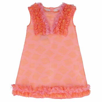 Girls Orange Stripe Dress