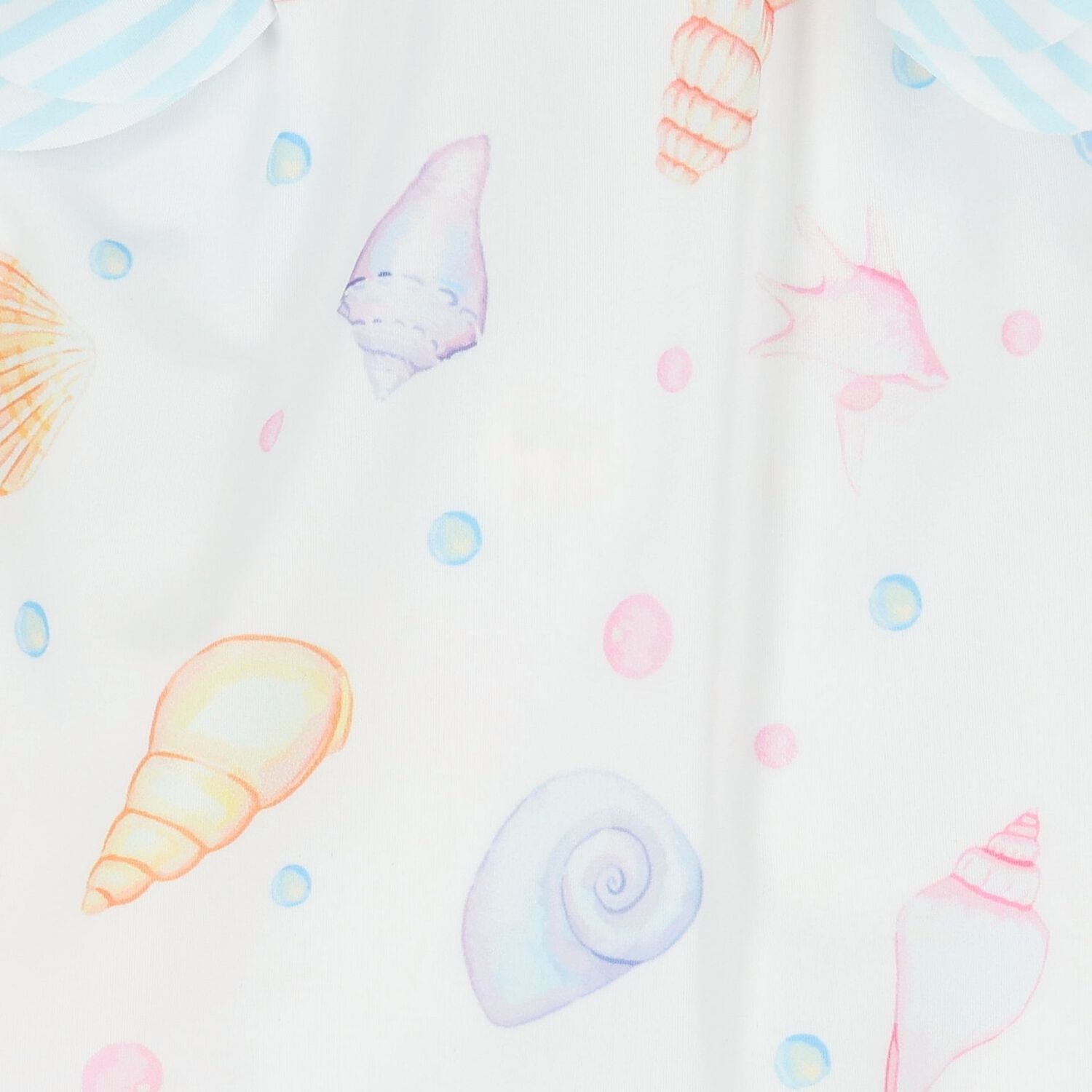 Girls White & Blue Seashells Swimsuit, 4, hi-res