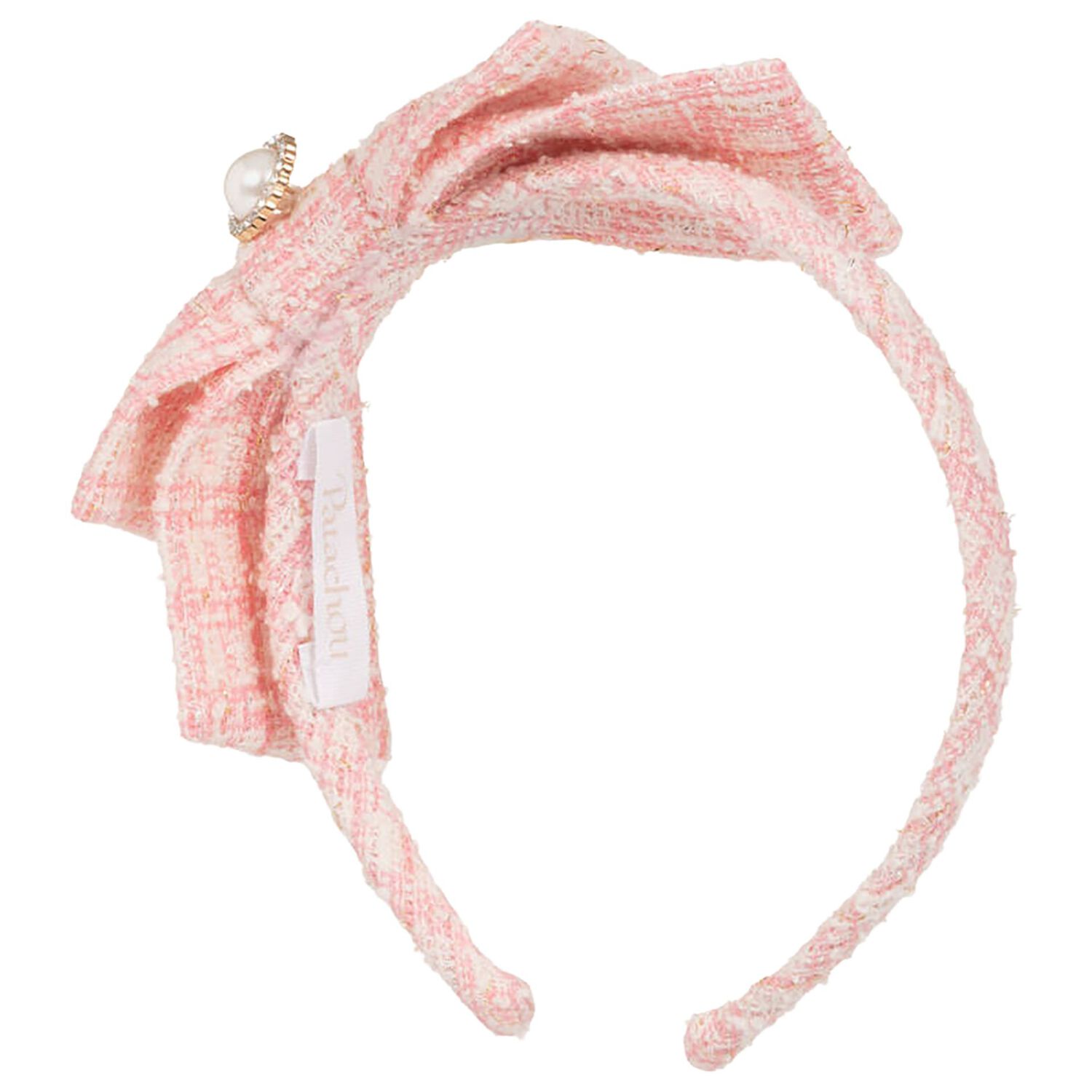 عصابة رأس من التويد الوردي للبنات, 1, hi-res