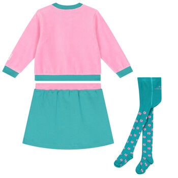 Girls Pink & Green Skirt Set