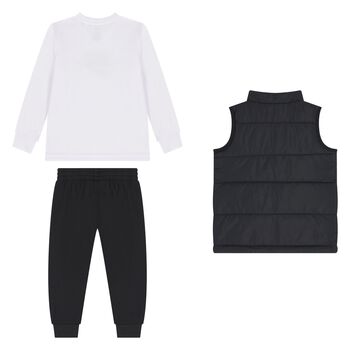 Younger Boys Black & White 3 Piece Joggers Set