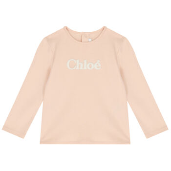 Younger Girls Pink Logo Long Sleeve Top