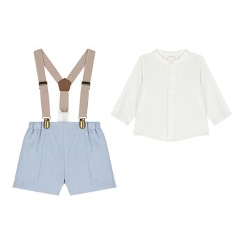 Baby Boys White & Blue Shorts Set