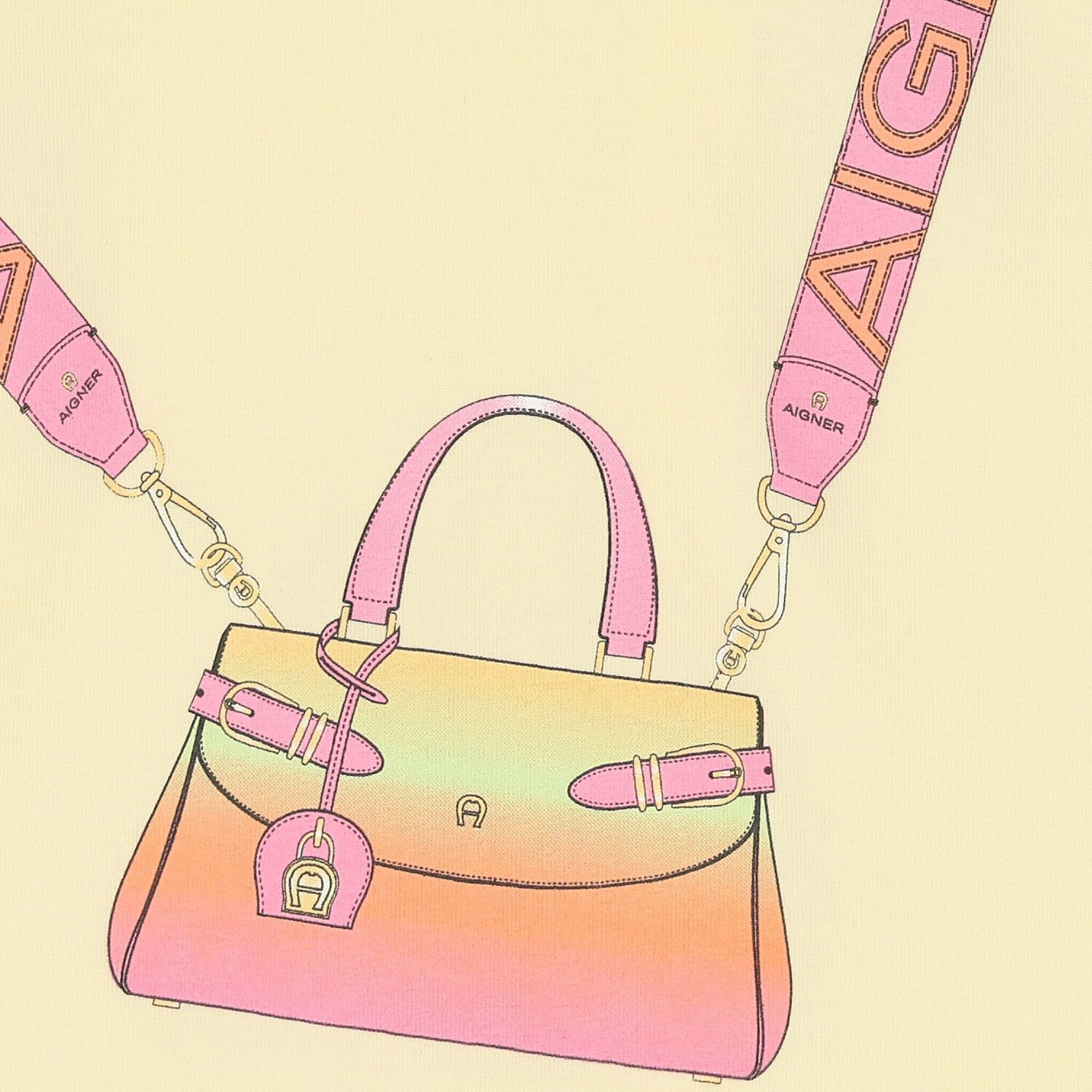 فستان بنات بطبعة حقيبة باللون الأصفر, 1, hi-res