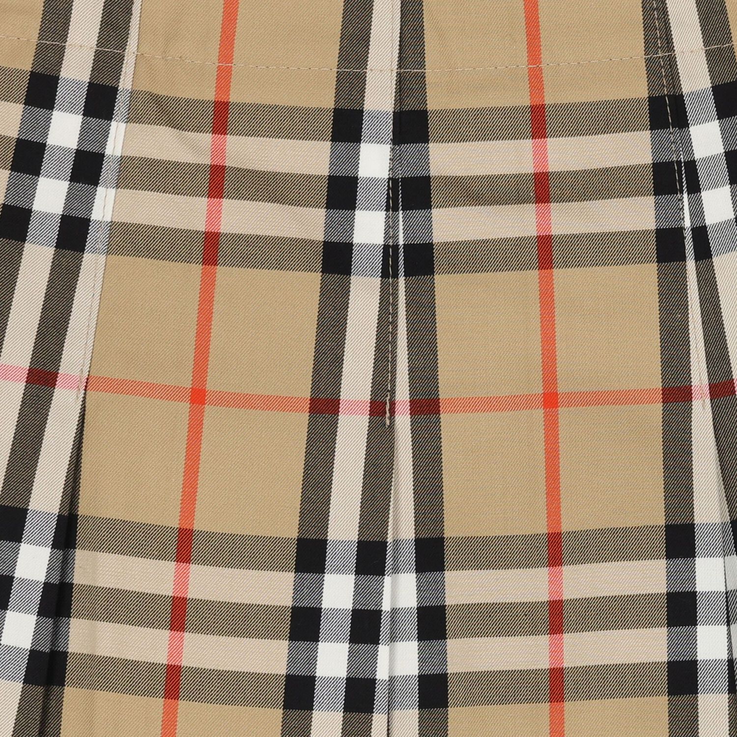Girls Beige Check Pleated Skirt, 1, hi-res