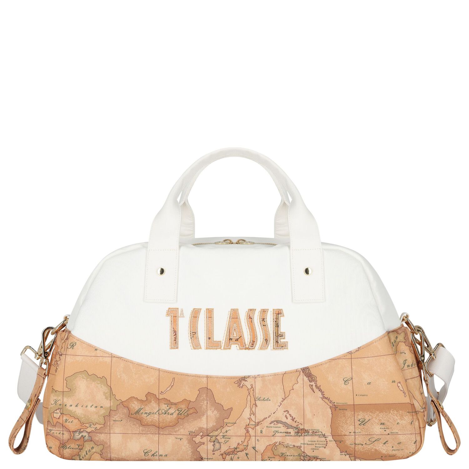 White & Beige Geo Map Baby Changing Bag , 1, hi-res