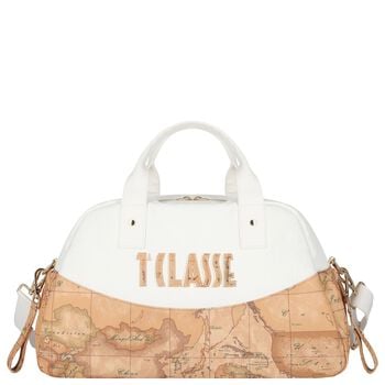 White & Beige Geo Map Baby Changing Bag 