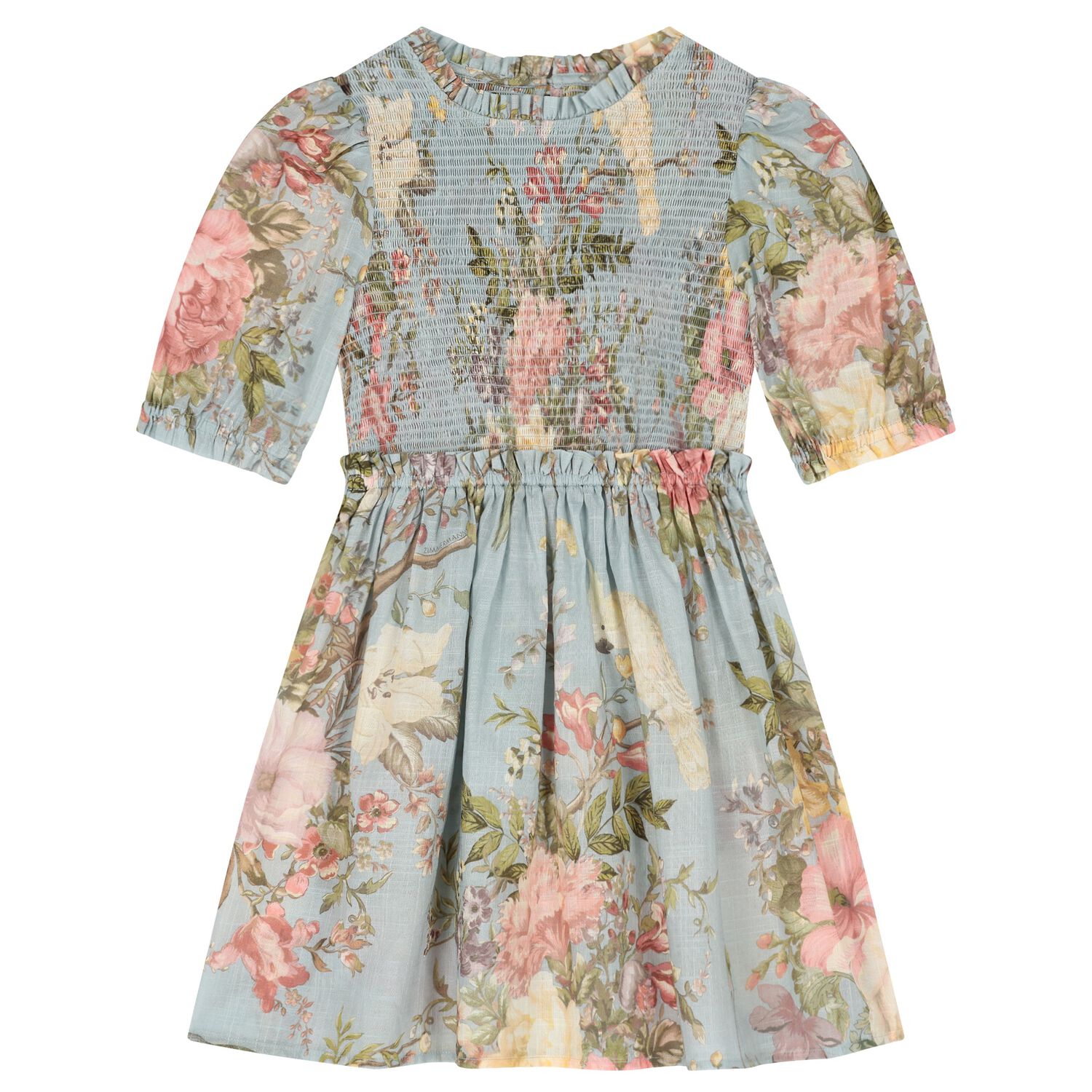 Girls Blue Floral Dress, 1, hi-res image number null