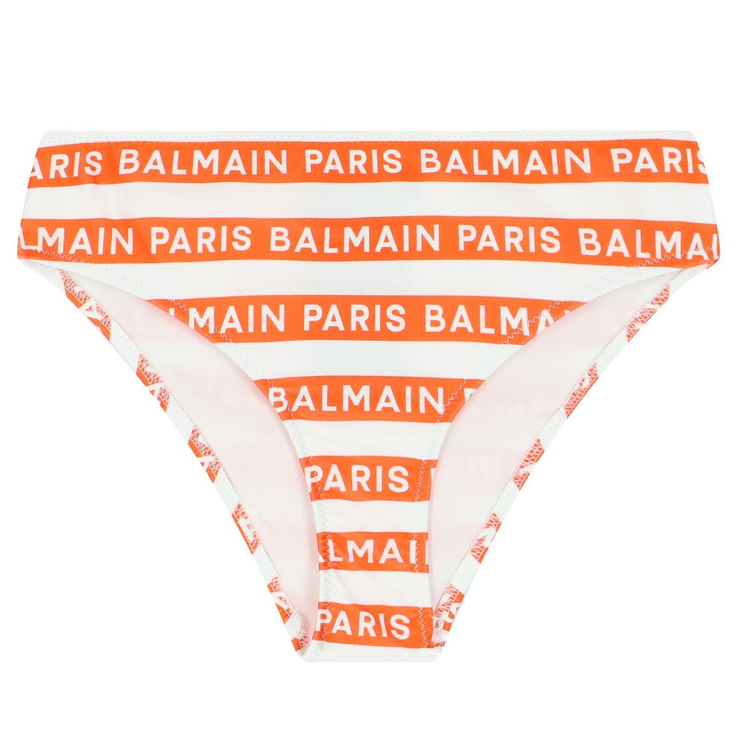 Girls White & Orange Striped Bikini, 1, hi-res image number null
